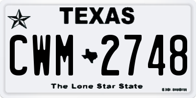 TX license plate CWM2748