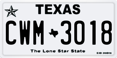 TX license plate CWM3018