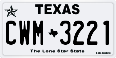 TX license plate CWM3221