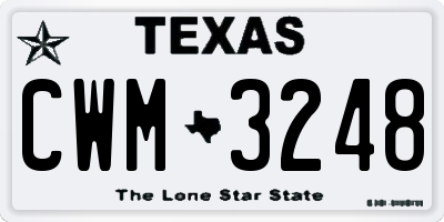 TX license plate CWM3248