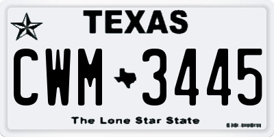 TX license plate CWM3445