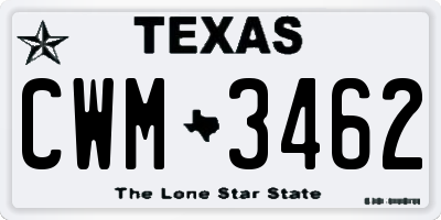 TX license plate CWM3462