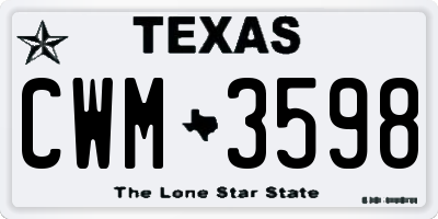 TX license plate CWM3598