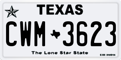 TX license plate CWM3623