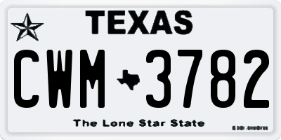 TX license plate CWM3782