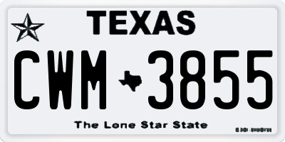 TX license plate CWM3855