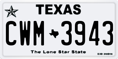 TX license plate CWM3943