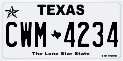 TX license plate CWM4234