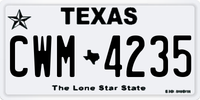 TX license plate CWM4235