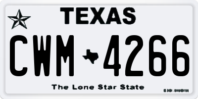 TX license plate CWM4266