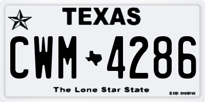 TX license plate CWM4286