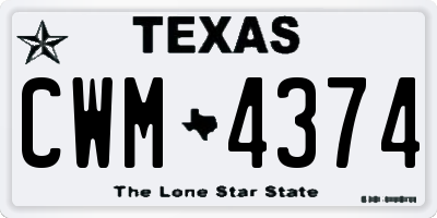 TX license plate CWM4374