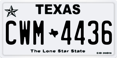 TX license plate CWM4436