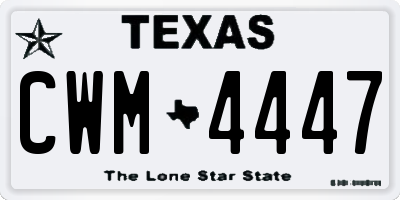 TX license plate CWM4447
