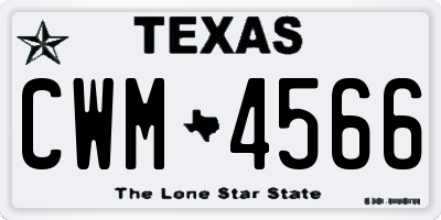 TX license plate CWM4566