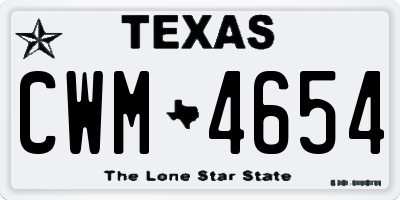 TX license plate CWM4654