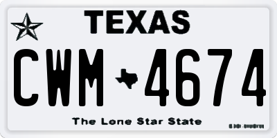 TX license plate CWM4674