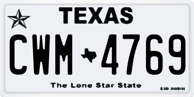 TX license plate CWM4769