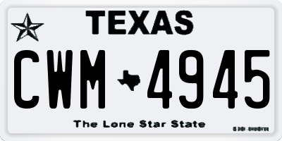 TX license plate CWM4945