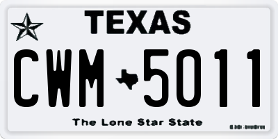 TX license plate CWM5011