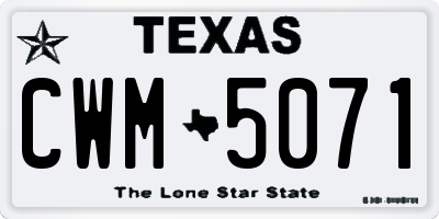 TX license plate CWM5071