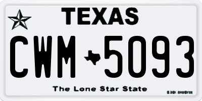 TX license plate CWM5093