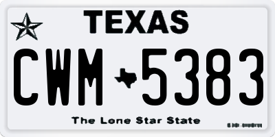 TX license plate CWM5383