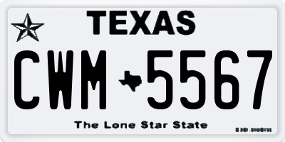 TX license plate CWM5567