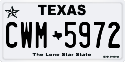 TX license plate CWM5972