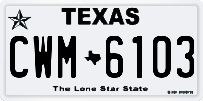 TX license plate CWM6103