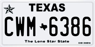 TX license plate CWM6386