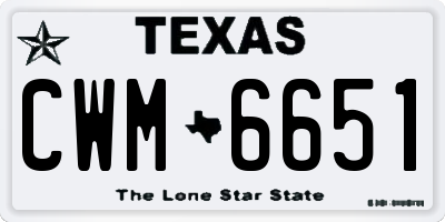 TX license plate CWM6651