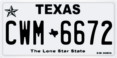 TX license plate CWM6672