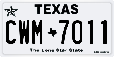 TX license plate CWM7011