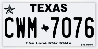 TX license plate CWM7076