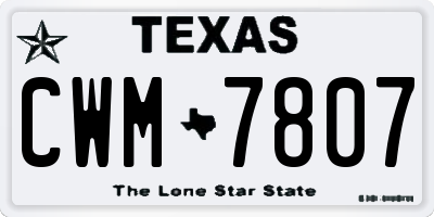 TX license plate CWM7807