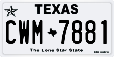 TX license plate CWM7881
