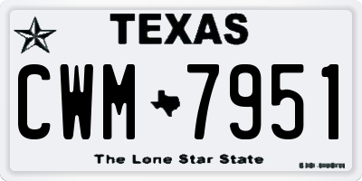 TX license plate CWM7951