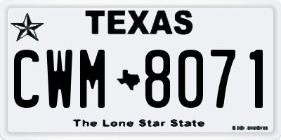 TX license plate CWM8071