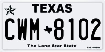 TX license plate CWM8102