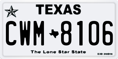TX license plate CWM8106