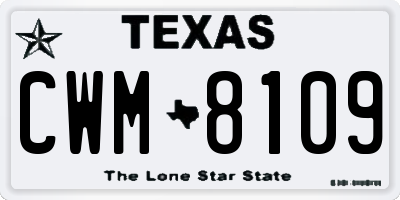 TX license plate CWM8109