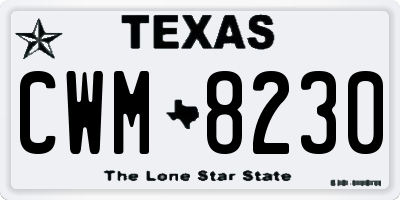 TX license plate CWM8230