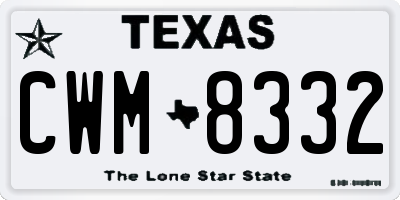 TX license plate CWM8332
