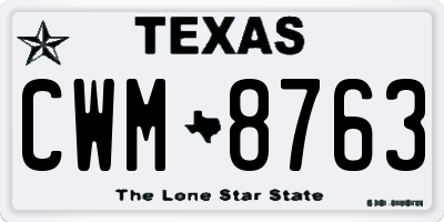 TX license plate CWM8763
