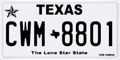 TX license plate CWM8801
