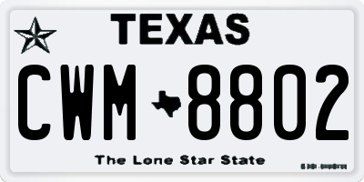 TX license plate CWM8802