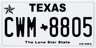 TX license plate CWM8805