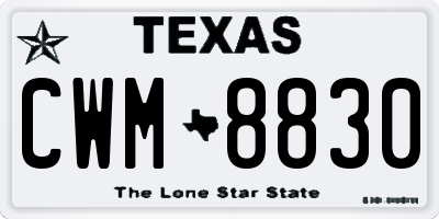 TX license plate CWM8830