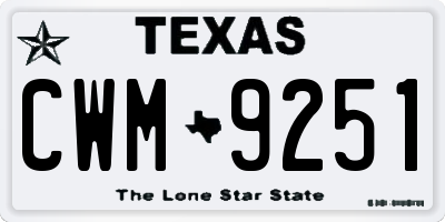 TX license plate CWM9251